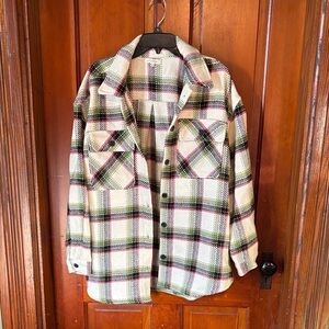Plaid Button-Up Shirt Jacket